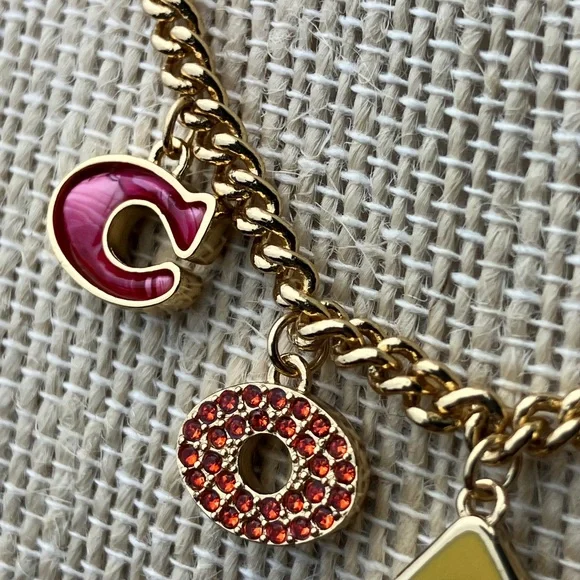 COACH Multicolor Letter Charm Necklace NWT - Picture 3 of 13